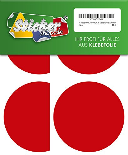 Sticker Shop 16 Klebepunkte, 100 Mm, Rot, Aus Pvc Folie, Wetterfest, Markierungspunkte Kreise Punkte Aufkleber