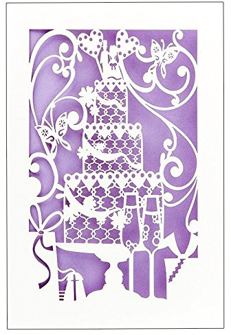 Ideen mit Herz Hochzeitskarte | 12 cm x 18 cm | Mit farbigem Einleger & Umschlag | Grußkarte für Hochzeit | Glückwunsch-Karte | Motiv: Torte, Vermählung, Etagentorte (Design 4)