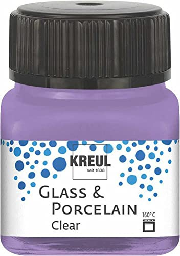 KREUL 16295 - Glass & Porcelain Clear flieder, im 20 ml Glas, transparente Glas- und Porzellanmalfarbe auf Wasserbasis, schnelltrocknend, glasklar
