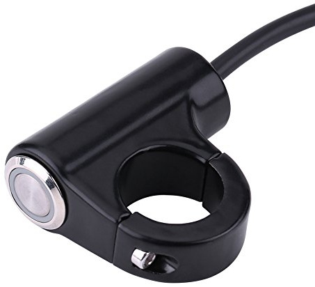 Akozon Pulsador de Manillar de Moto 22mm, Interruptor de Botón con Retorno Automático para Faros Antiniebla, 10-16A 10-12V, Aluminio CNC