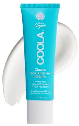 COOLA Organic Face Sunscreen SPF 50 Sunblock Lotion, Dermatologist Tested Skin Care for Daily Protection, Vegan and Gluten Free, White Tea, 1.7 Fl Oz