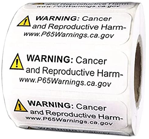 California Proposition 65 Warning Labels 500/Roll - California Cancer and Reproductive Harm Sign Labels - 1/2 X 3/2 Inch CA Notice Stickers for Cancer and Birth Defects (Yellow, 1/2 X 3/2 Inch)