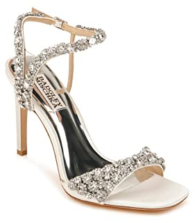 Badgley Mischka womens Galia Heeled Sandal, White Satin, 7 US