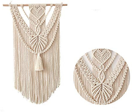 Makramee-Pflanzen-Hängeregal – für den Innenbereich, zum Aufhängen, Blumentopf-Halter, Boho-Chic, Bohemian, Outdoor-Deko (Wandbehang 6)