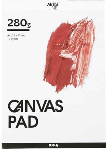Creativ Canvas Block - A4, 280g - Primed & Bleached - Ideal for Acrylic & Oil Paint, White