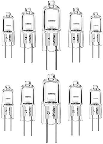 10 pezzi Lampadine alogene G4 20W 12V bianco caldo 2700K dimmerabile capsula trasparente