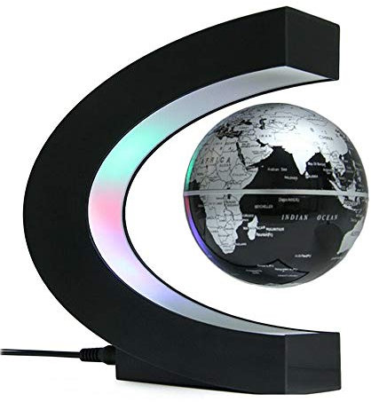 Globo galleggiante con luci a LED Interruttore a sfioramento Globo magnetico Lampada a forma di C Levitazione Globo luminoso per gadget da scrivania