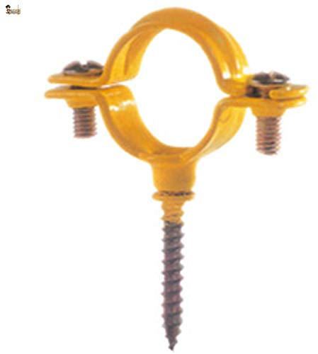 BricoLoco Abrazadera metálica plastificada con tornillo para pared. Recubrimiento plástico. Especialmente diseñada para sujeción tubos de gas de cobre. (10, Apertura 34-35 mm.)