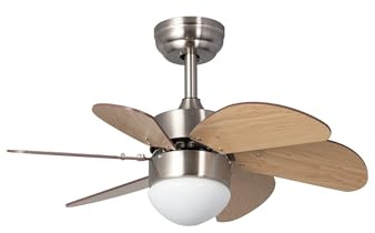 TECHBREY Ventilador de Techo Orion con Plafón LED y Mando a Distancia, 6 Velocidades, Temporizador, Silencioso, Color Madera 81cm Motor DC 6 Aspas Sistema Reverse Air Dual, Modos Verano e Invierno