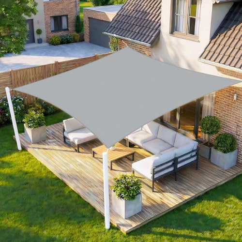 HENG FENG Sonnensegel 2,5x3m Rechteckig Wasserdicht,Grau | Sonnenschutzsegel reißfestes PES 160g/m², 95% UV-Schutz & windstabil, mit Montageseilen für Terrasse/Garten/Balkon/Pool