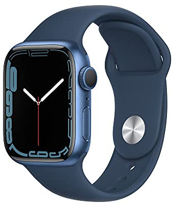Apple Orologio Serie 7 (GPS, 41mm) - Cassa In Alluminio Blu con Cinturino Sportivo Abisso Blu (Ricondizionato)