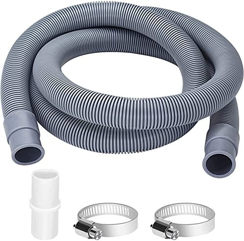 twoonto Drain Hose Extension for Washing Machines, 1.5M Universal Washing Machine Hose, Drain Hose Dishwasher Extension Set Including Hose Connector and Hose Clamps