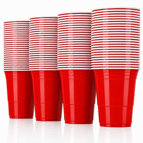 Vitavalley 100 Partybecher rot | Wiederverwendbare Plastikbecher 12 cm | Lebensmittelechte Becher im 2x 50er Pack | Beerpong Becher für Festival, JGA, Gartenparty, Geburtstag & Trinkspiele