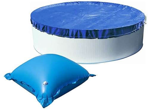 EVOLUTION Abdeckplane mit 10 Luftkissen Set Rund 400/420cm Blau Übermaß Pool Überwinterung