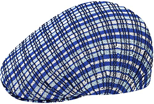 Kangol Prep Plaid Flatcap Schirmmütze Schiebermütze Damen/Herren - mit Schirm Sommer Frühling-Sommer - M (56-57 cm) blau