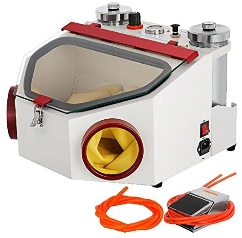 HLGKBY Équipement de sablage de Laboratoire, Grande fenêtre de Vue et Commande à pédale pour éliminer Les oxydes Unité de sableuse 50 W avec Lampe LED, Bouteilles en métal 2 stylos + 2 réservoirs