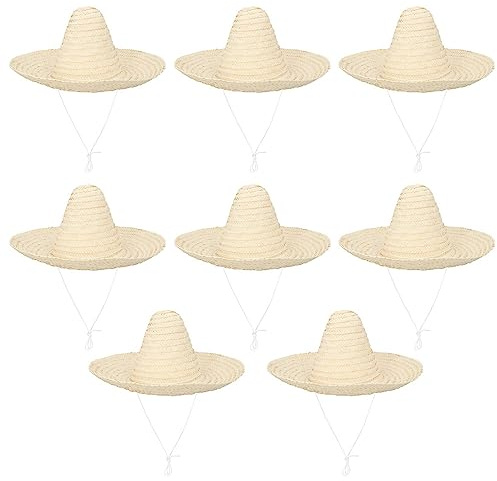 Boland - Sombrero Puebla, 8 Stück im Set, Durchmesser 49 cm, Mexikaner Kostüm, Sonnenhut, Zubehör für Faschingskostüme
