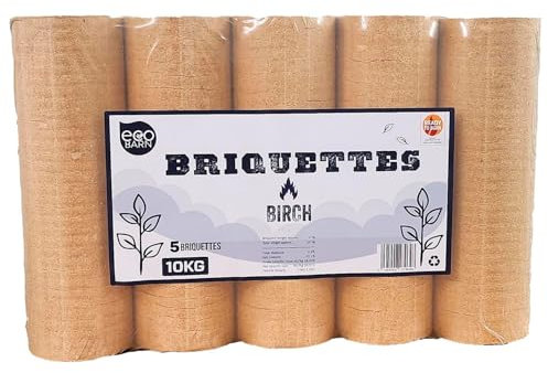 Eco Barn Birch Heat Logs (1 x 10kg Packs) Compressed Log Briquettes for Wood Burners, Stoves, Pizza Ovens or as Night Briquettes. 100% - Genuine Eco Barn Firewood Logs.