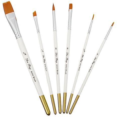 DIYEAH 6pcs Cake Painting Brush Fondant Decorating Tools Sugar Craft Pen Set Cookie Dusting Brush Kit White Holder for DIY Decoration