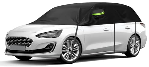 Halbe Autoabdeckung Ersatz für Ford Focus hatchback 2010-2024, Halbgarage, Upgrade Verdickter Stoff Allwetter Halbabdeckung Reflektierende Autoabdeckung Wasserdichte Schutzhülle UV Schutz Schneeschutz