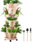 Sthrucrack Macetas apilables de 6 niveles para jardín vertical, maceta apilable con ruedas extraíbles y herramientas de jardín, macetas de fresa, hierbas y verduras para plantas al aire libre (beige)