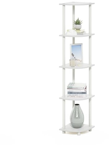 Furinno Turn-N-Tube 5 nivåer hörndisplayställ mångsidig hyllenhet, vit/vit