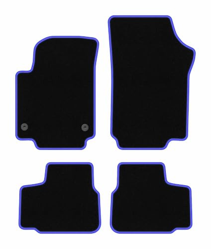 Wielganizator Alfombrillas de Coche de Terciopelo a Medida, compatibles con Seat MII Hatchback 2011, 4 Piezas, Color Negro y Azul