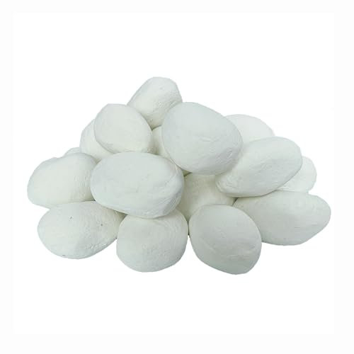 Ciottoli in ceramica bianca per caminetti a gas, per tutti i tipi di caminetti interni, caminetti a gas e senza sfiato, elettrici, caminetti e caminetti esterni (24 pezzi)