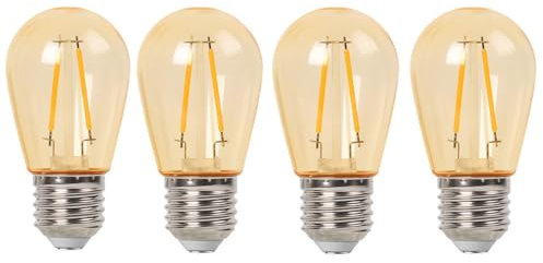 YNiuniunny 4 Pièces S14 E27 2W 220V LED Ampoule À Filament Accueil Vivre Chambre Boutique Lampe À Fil En Plastique Pour L'extérieur Ampoule Vintage Blanc Chaud