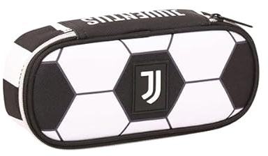 Seven Juventus Portapenne Scuola Round Plus,Bianco e Nero, Chiusura con Zip, Bambini & Ragazzi, Scuola e Tempo Libero