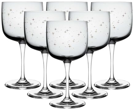 like. by Villeroy & Boch Winter Glow Weingläser 6er Set, 350 ml, Gläser mit weihnachtlicher Sternchen-Verzierung, Klar