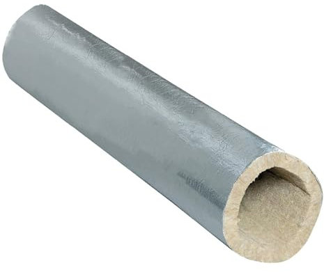 ALLINOX Coppella In Lana Di Roccia 1 MTL Con Alluminio Guaina Isolamento Termico Canne Fumarie Per Camini o Stufe Fino a 350°C Rivestimento Tubo Ignifugo e Antigelo UNIVERSALE (DN 100)