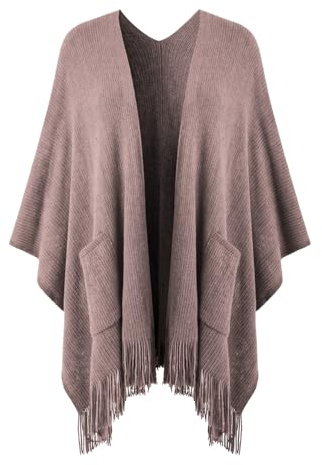 Ferand Shawl Wraps for Women with Pockets, Open Front Poncho Cape, Light Pink