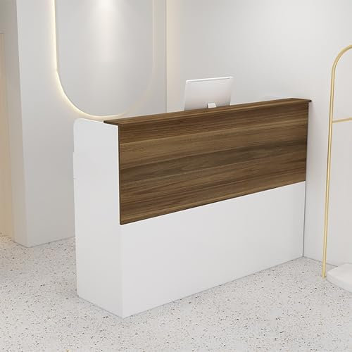 Empfangstheke Holz Rezeption Theke Verkaufstresen Empfangstresen Mit Schubladen Kassentheke Empfangstheke Begrüßungstheke Mit Schließfach Für Kassenbüro/Lobby/Hotelrezeptionen(Dark walnut,80cm/31.5in)