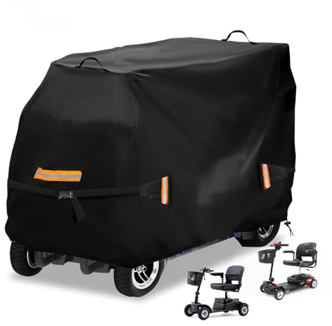 Upgraded Mobility Scooter Storage Cover, 600D Heavy Duty Scooter Weather Cover, Mobility Scooter Cover with Waterproof Strip, Anti-UV, Water Resistant - 68x 25x 47