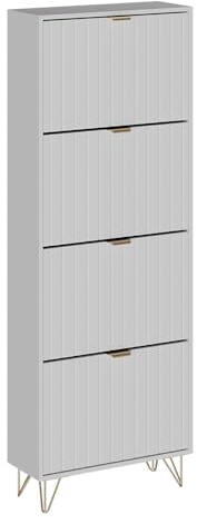 Vicco Schuhschrank Helge, Weiß, 60 x 166.7 cm | 4 Fächer, zur Aufbewahrung von Schuhen im Eingangsbereich