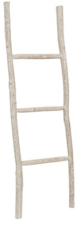 Biscottini Scaletta porta asciugamani bagno 110x4x33 - Scala Decorativa in Legno - Scala portasciugamani - Scaletta legno appendi asciugamani - Scaletta portasciugamani da parete Metallo, Bambu