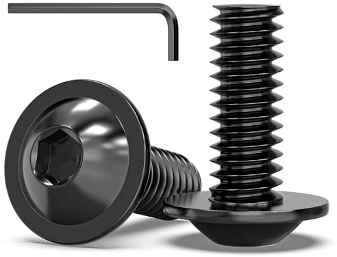 10 Pcs M8 x 20mm Flanged Button Head Screws Socket Bolts | Stainless Steel 304, Allen Socket Drive, Black Finish with Hex Spanner