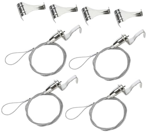 HEATSHAKING Cuerda Ajustable para Colgar Cuadros Gancho Resistente para Marco de Fotos Sistema de Suspensión Inoxidable 4 Juegos para Decoración de Pared