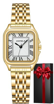 CIVO Armbanduhr Damen Edelstahl Analog: Klein Eckig Wasserdicht Damenuhr - Quartz Römische Ziffern Uhr Damen - Elegant Geschenke für Valentinstag Geburtstag Weihnachten