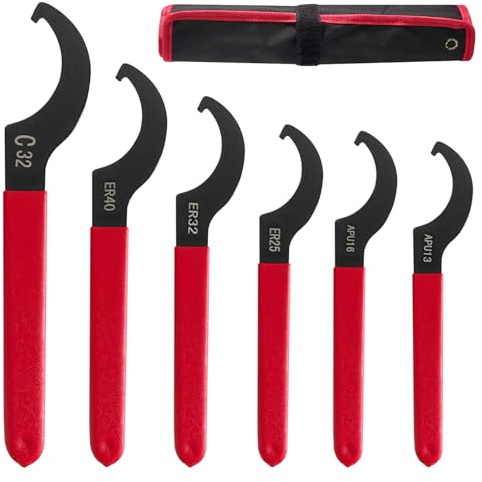 6 Pieces Coilover Adjustment Wrenches Set, Coilover Wrench Shock Spanners Hook Wrenches Tools, C-Shape Spanners for Suspension System （with Bag）