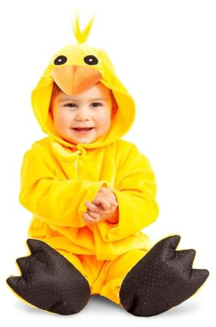 My Other Me - Disfraz Pato bebé unisex amarillo talla 7-12 meses | Incluye mono con capucha, patucos, cola y caja de sonido en amarillo