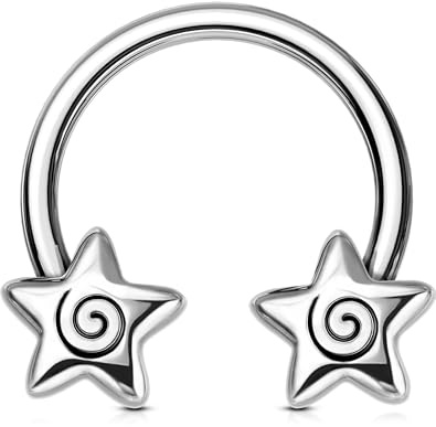 OUFER Septum Rings 16g Septum Jewelry Star Daith Earrings Gothic Tragus Helix Piercing Jewelry for Women Men Steel