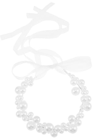 Homoyoyo Handgefertigtes Braut Haarband mit Weißen Kunstperlen Diadem für Hochzeit Braut und Brautjungfern Feines Perlen Stirnband als Edles Hochzeits Accessoire