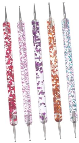 ERINGOGO 5 pièces Set de de Manucure Double Embout Colorés Outil de Pointage pour Pose de Acryliques Accessoires Nail Art pour et Débutants