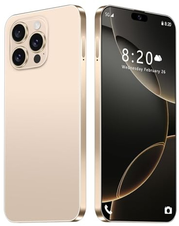 Telefono Cellulare Economico I16 Pro Max Daul SIM, Schermo 7,3 Pollici, Smartphone Di Base Android 14, 8000 MAh, Fotocamera Da 108 MP 72 MP, Supporto Bluetooth/Wi-Fi/sblocco Facciale,Desert Gold-7.3 I