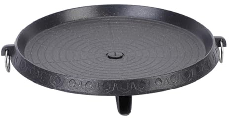 Hohopeti Non-Stick BBQ Grill Plate for Gas Stove Korean Style Round Roasting Tray Heat Resistant Outdoor Barbecue Bakeware Lightweight Easy Clean