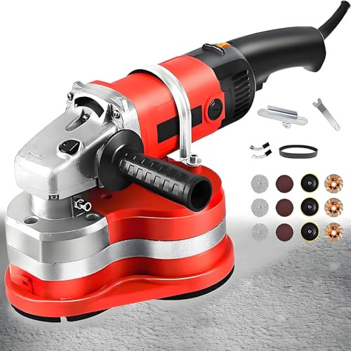 Drmoxin Levigatrice Elettrica per Pavimenti, Levigatrice per Cemento Portatile a Tre Teste con Asta Telescopica E Controllo a 6 velocità per Muri E Pavimenti in Cemento Standard