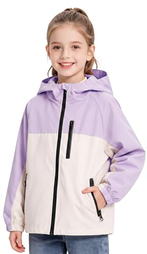 Baogaier Chaqueta Impermeable Niñas Cortavientos Ligera 7-8 Años, Morado