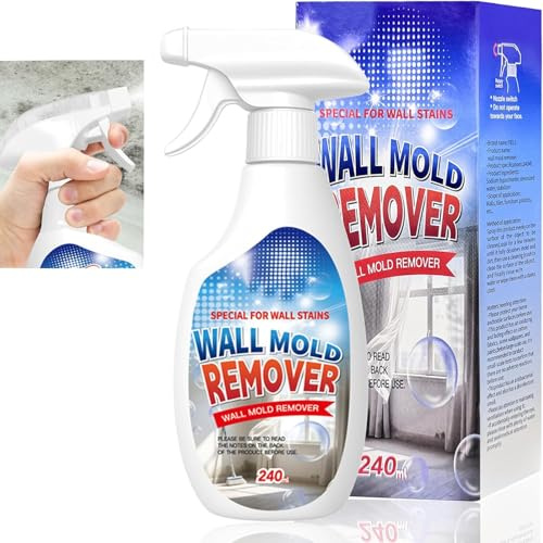 Wall Mould Remover Spray 240ml, Highly Effective Wall Mould Stain Remover, Anti Mould S-pray, Powerful Mold Removal for Walls, Multi Surface Mold Remover Spray for Bathroom, Kitchen,Tile & Wood (1PC)